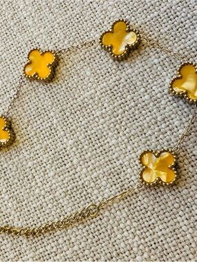 ONLY ONE Gold Bracelet withYellow Clover Accents - Elegant Women's Jewelry (New)